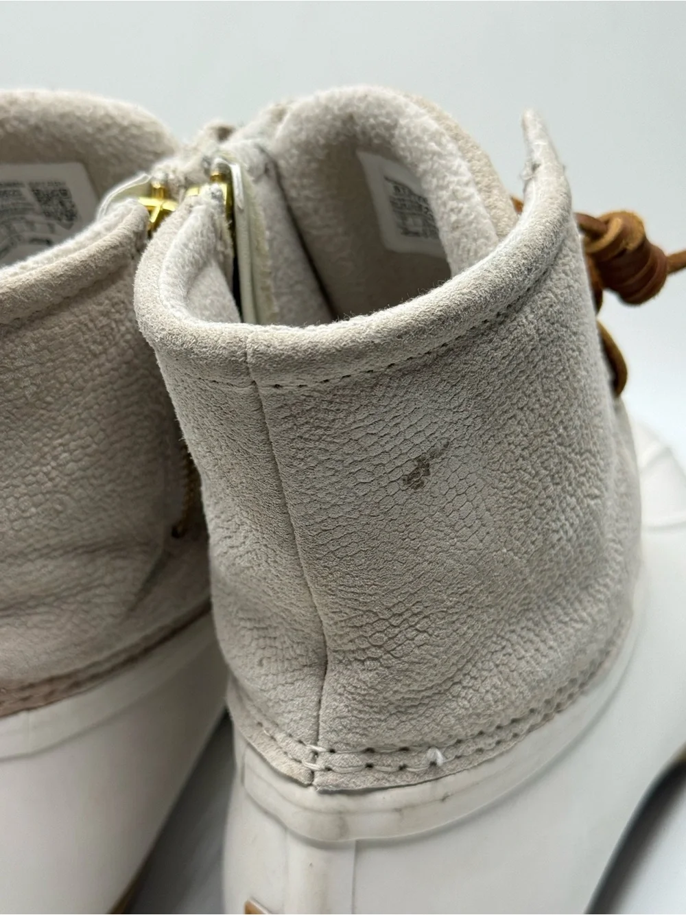Sperry Cream & Light Gray and Brown Duck Boots